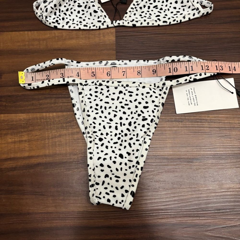 NWT Basic Swim Sz Medium Black White Dot Bikini Set Limited Edition - Picture 3 of 5